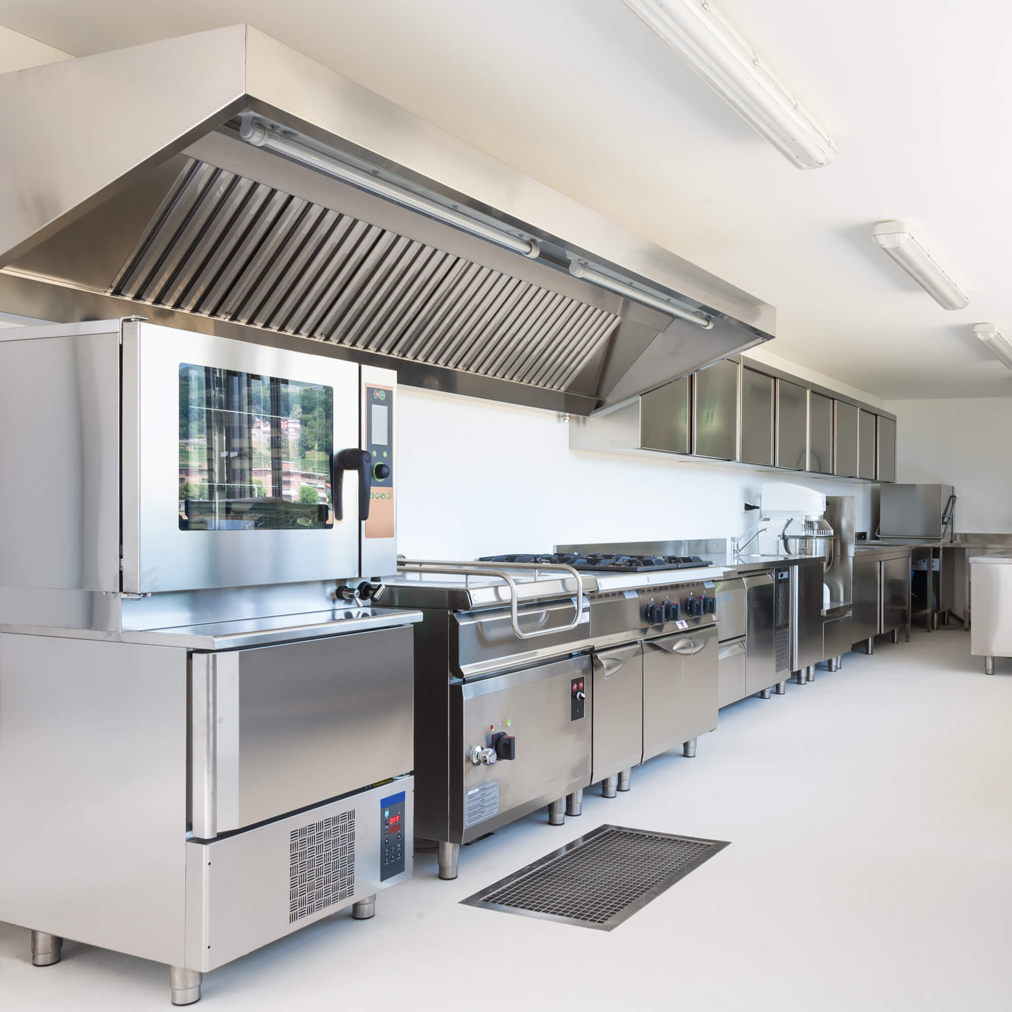 Professional kitchen in modern building in San Diego, California